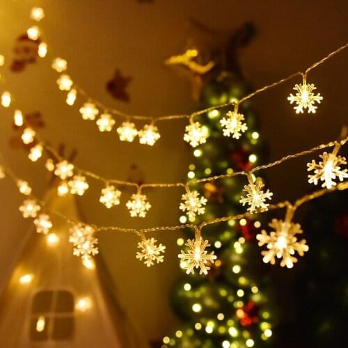 3M 20leds Christmas Snowflake LED Lights String White Warm Light Hanging Garland For 2021 New Year Xmas Party Home Decoration