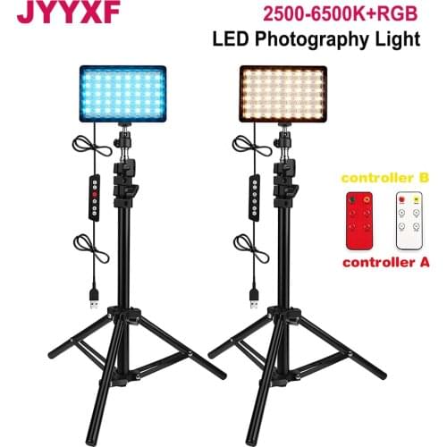 JYYXF DF-C3 LED Photography Light 10W 2500-6500K RGB Warm White Panel Light with Extendable Tripod For Live Stream Photo Video