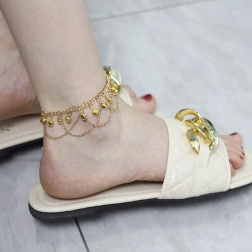 Vintage Chain Anklet Women Gril Tassel Chain Bells Bells Sound Gold Metal Ankle Bracelet Foot Chain Jewelry Beach Anklet Sale