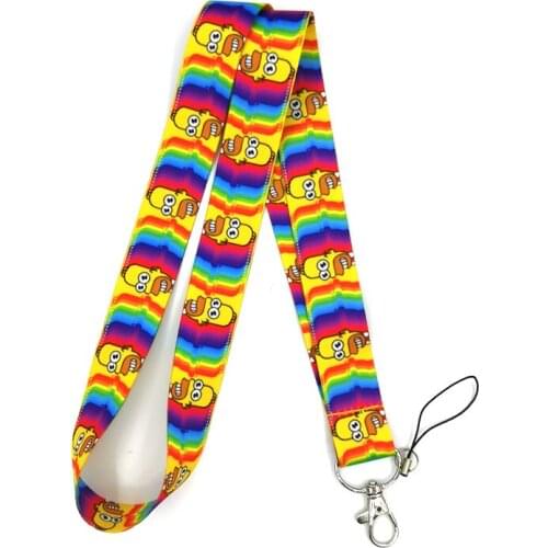 Funny Cartoon Charaters Rainbow Color Funny art Lanyard Neck Key Strap for Phone Keys ID Card Cartoon webbings ribbons