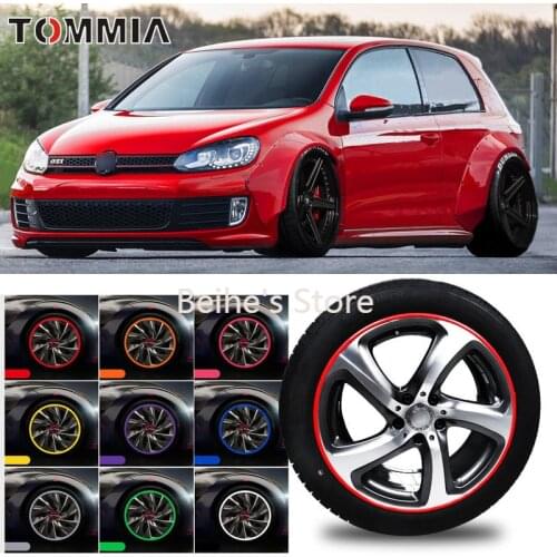 8M Car Wheel Hub Rim Edge Protector Ring Tire Strip Guard Rubber Decals For Volkswagen golf 6