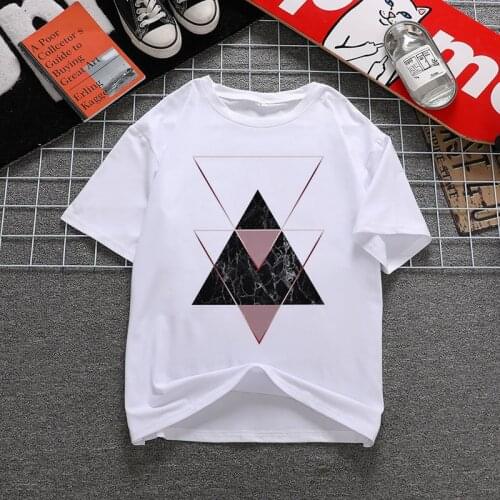 Women 90s Short Sleeve Summer TShirt Harajuku Fashion landscape T-shirt New Geometric figure printed t shirt