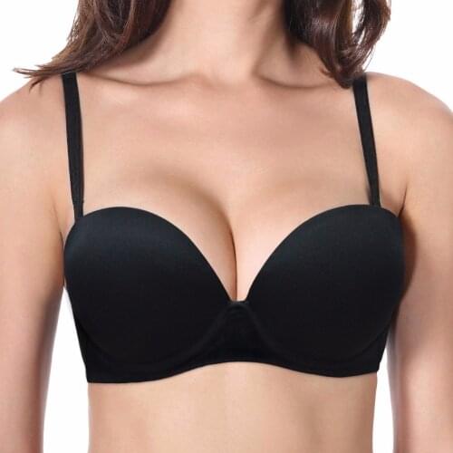 YANDW Women Multiway Bralette Deep V Sexy Thick Padded Underwear Push Up Bra White Black Nude Everyday 32 34 36 38 40 A B C D