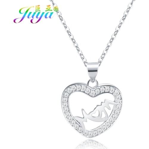 Women Fashion Choker Micro Pave Zirconia Gold/Rose Gold Heart Mom Baby Pendant Necklace For Mothers Day Gift Jewelry Necklaces