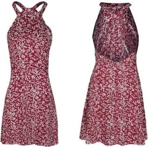 Backless Cross Bandages Dress Women Hanging Neck Sleeveless Ladies Summer Dress Bohemian Floral Party Dresses For Women New