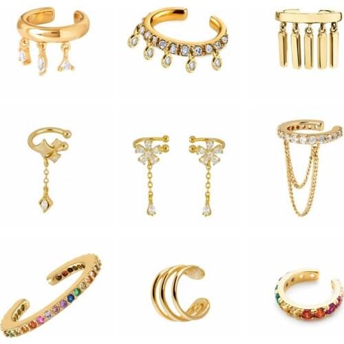 1 pair Cute Flower-shaped Ear Cuff Plated 24K Gold/925 Silver Clip on Earrings for Women Ear Cuff Without Piercing