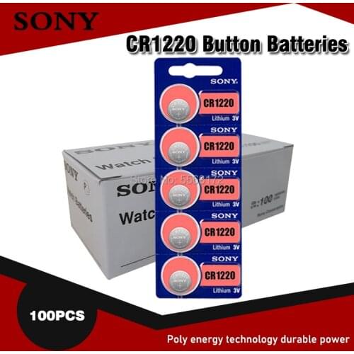 100PCS SONY Original CR1220 Button Cell Battery 3V Lithium Batteries CR 1220 for Watch Remote Toy Computer Calculator Control