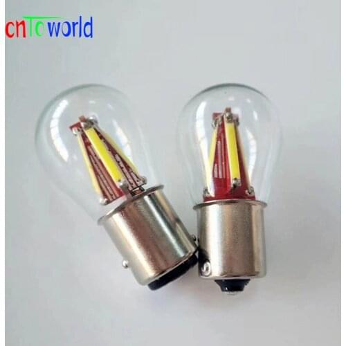 2pcs 4 Filament Chip LED P21W Ba15s Bay15d Car Light 1156 1157 P21/5W Auto Vehicle Reverse Turn Bulb Lamp DRL White Red Yellow