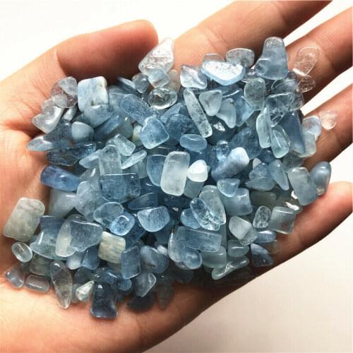 7-9mm Natural Crystal Aquamarine Stone Tumbled Gemstone Healing Reiki Lucky Natural Quartz Crystals 50g