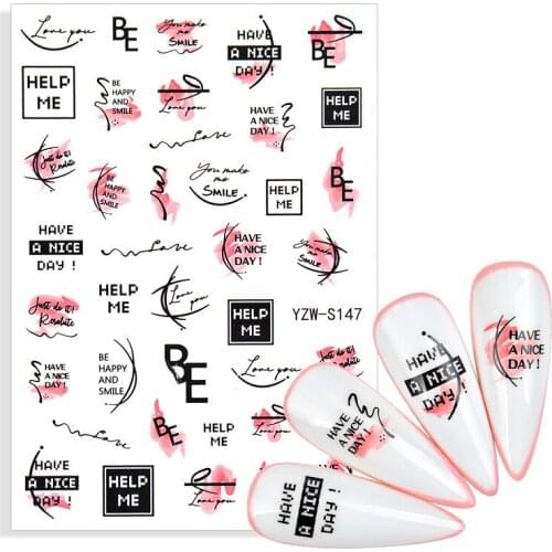 English Font Nail Stickers Manicure Design Decoration 3D Nail Art Decal Back Glue Stickers for Nails Decal Decoration