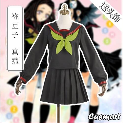 Anime Demon Slayer Kimetsu no Yaiba Kamado Nezuko Makomo School Sailor Suit Uniform Cosplay Costume Halloween Outfit For Women N