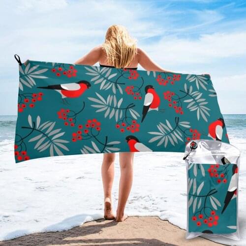 Bath Towel Winter Birds Mountain Ash Leaves Berries Soft and Absorbent Unique Towel for Hotel Home Bathroom Gifts Women Bathrob
