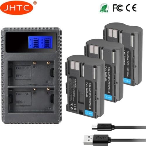 Battery BP-511 BP 511 BP511 BP511A BP-511A Battery Or LCD USB Charger for Canon EOS 50D 40D 30D 20Da 20D 10D 5D 300D