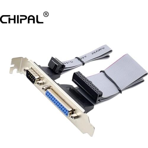 CHIPAL For PCI Slot Header Serial DB9 Pin With Parallel DB25 Pin Cable 28.5cm With Bracket For Parallel LPT Printer COM Serial