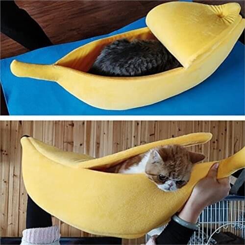 Banana Shape Pet Dog Cat home litter Bed House for Mat Durable Kennel Doggy Puppy Cushion Basket Warm Portable Cat Supplies gy