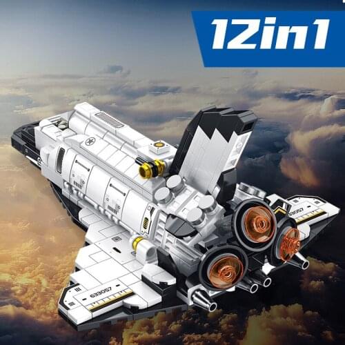 DIY Boys Toy Building Blocks Small Particle Building Blocks Space Shuttle Series 12 In 1 Splicing Childrens Birthday Toy Gift