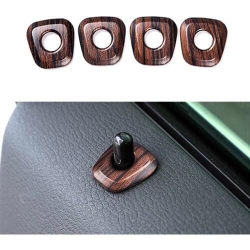 JEAZEA 4Pcs ABS Wooden Texture Car Door Lock Cover Trim Stickers Car Accessories For BMW X1 F48 2016 2017 2018 2019