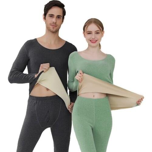 2PCS/Sets Men Thermal Long Johns Thicken Warm Long Sleeve T-shirts Leggings Pants Underwear Winter Autumn Women Sleepwear 3XL