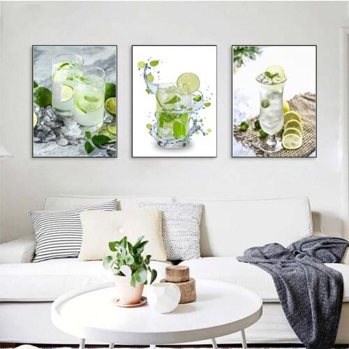 Nordic style Pictures Kitchen Restaurant For Dinner Room Colors Juice Cool Posters and Prints Art Wall Home Decor Painting