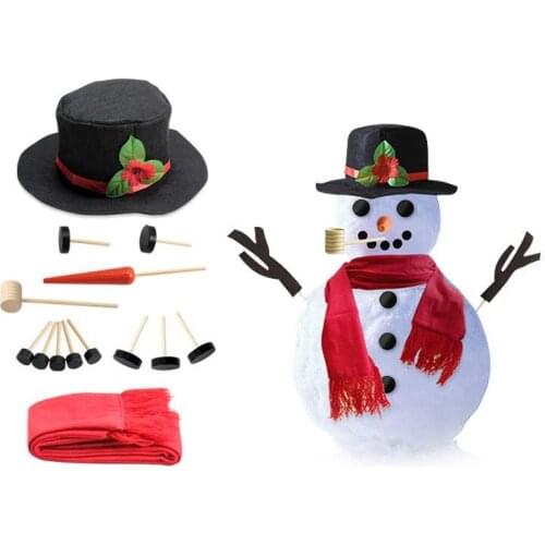 Kaifeng party upgrade Snowman Dress up set combination wooden button pipe hat scarf