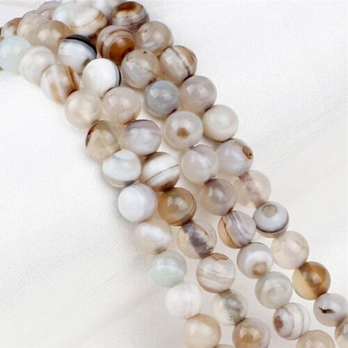 Round Smooth LAVA Loose Beads Brown 8/6mm Striped Agates Veins Natural Stone For DIY Handmade Bracelet Jewelry Making Accessory