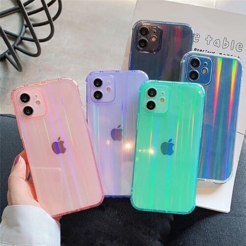 Laser Clear Camera Protection Phone Case For iPhone 11 12 Pro Max Mini X XS XR 7 8 Plus Candy Color Shockproof Soft TPU Cover