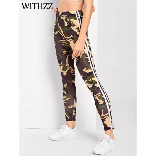 WITHZZ Printed Side Seam Pull Leggings Women Leggins For Fitness Legins Workout Jeggings Tayt Sporting Athleisure Sportleggings