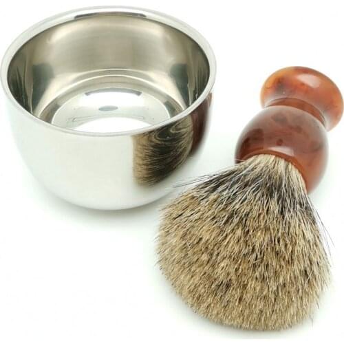 TEYO Two Band Fine Badger Hair Shaving Brush and Shaving Bowl Set Perfect for Man Wet Shave Cream Safety Double Edge Razor