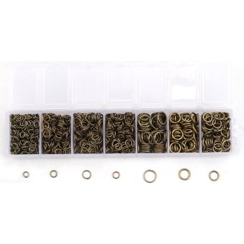 DoreenBeads Iron Based Alloy Open Jump Rings Antique Bronze Color Mixed 4mm-9mm Charms DIY Jewelry,1Box(About 1510 PCs Assorted)