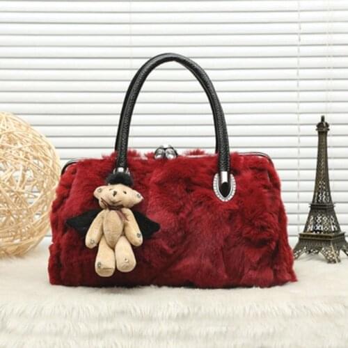 Casual womens fur bags for fall/winter 2020 new fur one shoulder messenger portable large bag diamond fashion
