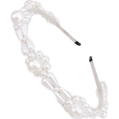 094B Pearls Headbands Elegant Princess Tiara Rhinestones Bow Flower Fashion Hair Accessories for Bride Bridesmaids Party