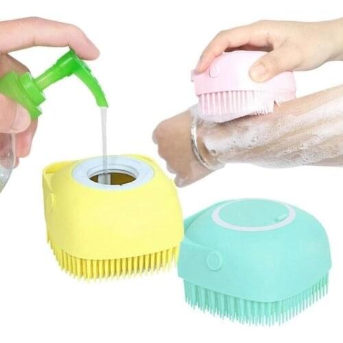 Silicone Bath Body Brush with Shower Scrubber with Gel Dispenser Soft Massager Shower Brush Dog Shampoo Grooming Brushes Hooks