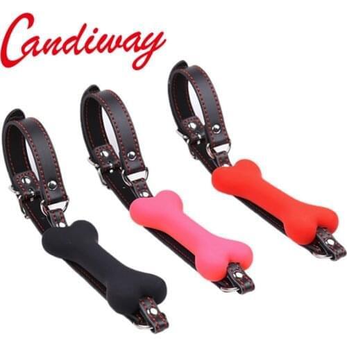 Silicone Bone Gag for women BDSM bandage Adult Lock Oral Mouth slave Fixation dog Stuffed chastity Flirting Sex Toys cosplay