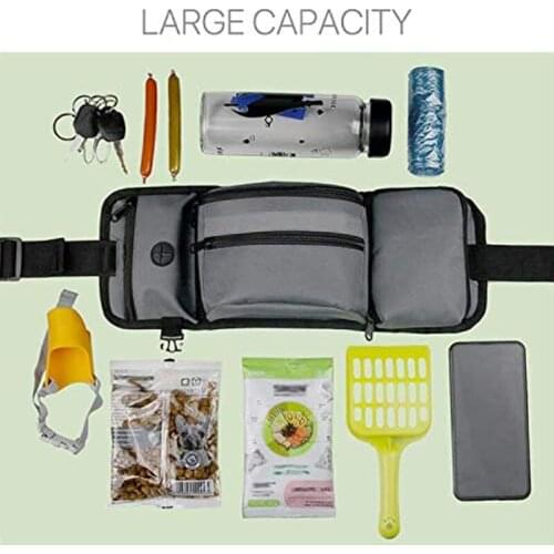MLGB Dog Treat Pouch Bag with Water Bottle Holder Puppy Dog Training Snack Bag Built-in Poop Bag Dispenser Zipper Pocket