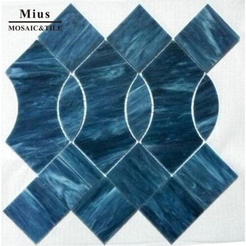 Dark Blue Tiffany glass mosaic tile bathroom design