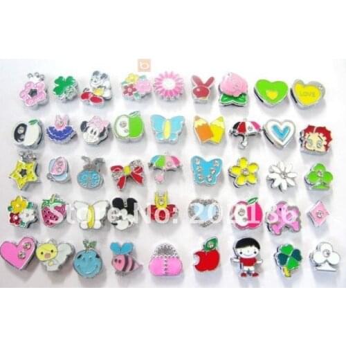As gift 100pcs all mixed style&color inner size 8mm Slide Charm fit DIY 8mm wristband /belts wholesales