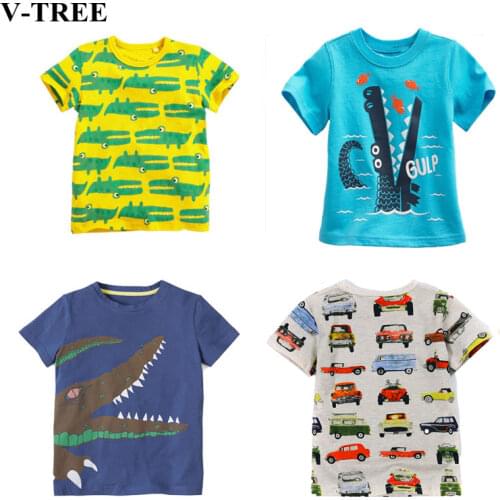 V-TREE Summer Boys Shirts Cotton Children T-shirts Colored Tops For Girls Short Sleeve Kids Blouse Toddler Tees Baby Clothing