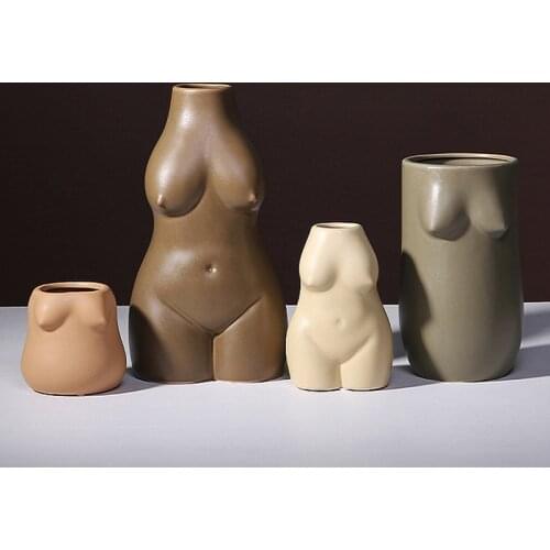 Human Body Vase Bum Vase Ceramics Arts Butt Statue Flowers Vases Craft Planter Creative Home Decoration Accessories Vase