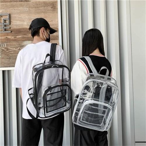 PVC Waterproof Transparent School Bag See Through Backpacks High Quality Large Capacity Backpack Solid Clear Backpack