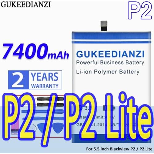 High Capacity GUKEEDIANZI Battery 7400mAh For 5.5 inch Blackview P2 / P2 Lite/P2Lite