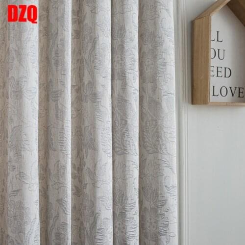 New Chinese Curtains for Living dining Room Bedroom Plain Jacquard Curtain Polyester Cotton Linen Fabric Dark Pattern Curtains