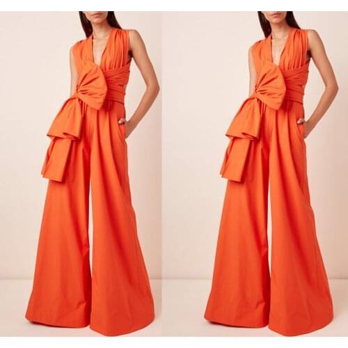 New Women Bodysuit Jumpsuits V Neck Backless Rompers Female Solid Wide Leg Office Lady Loose Style Party Club Jumpsuit