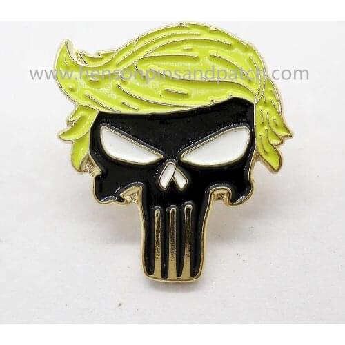 Gold metal soft enamel Trump head portrait pin badges