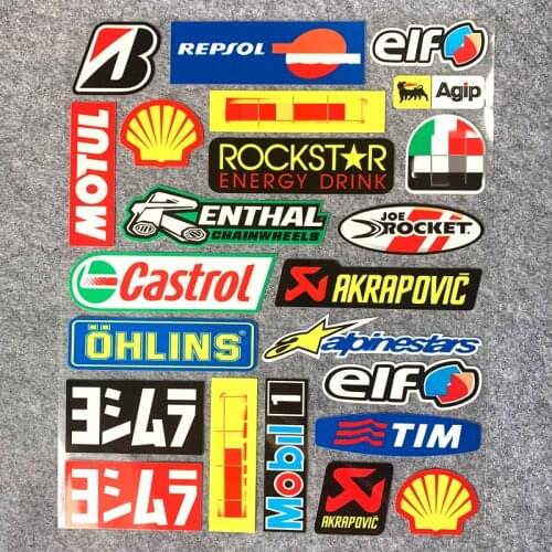 1 Set of 23pcs Car Stickers Sponsor Motocross GP RACING Helmet Decorate Stickers