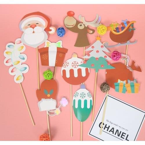 10 Pieces of Christmas Old Man Mask Decoration A Set Handheld Ins Photo Props Small Supplies For Happy Christmas