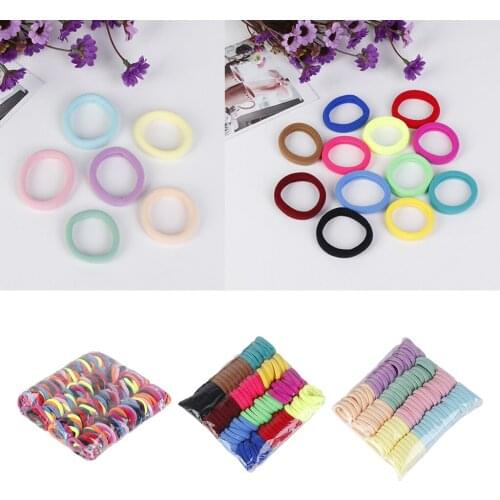 100pcs Soft Colorful Hair Scrunchies Ponytail Holder Elastic Ties Bands Girl Children Headband Kids Hair Accessories