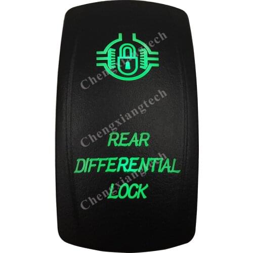 DC 12V 24V Waterproof IP66 REAR DIFFERENTIAL LOCK Rocker Switch GREEN Led lamp 5 Pin ON/OFF SPST