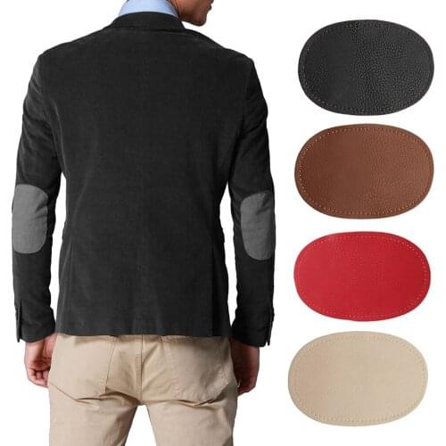 2 Pair Leather Sew On Oval Elbow/Knee Patches Repair Sewing Craft Clothing Applique