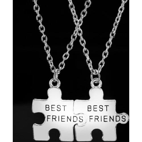 2pcs/lot Hot Best Friends Necklace Jewelry Puzzle Pendant Necklaces Unisex Lovers Friends Christmas Gift Friendship Necklace