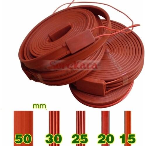 220V AC 15x20000mm 1600W Waterproof Flexible Silicone Rubber Heater Heating Belt Unfreezer for Pipeline Electrical Wires